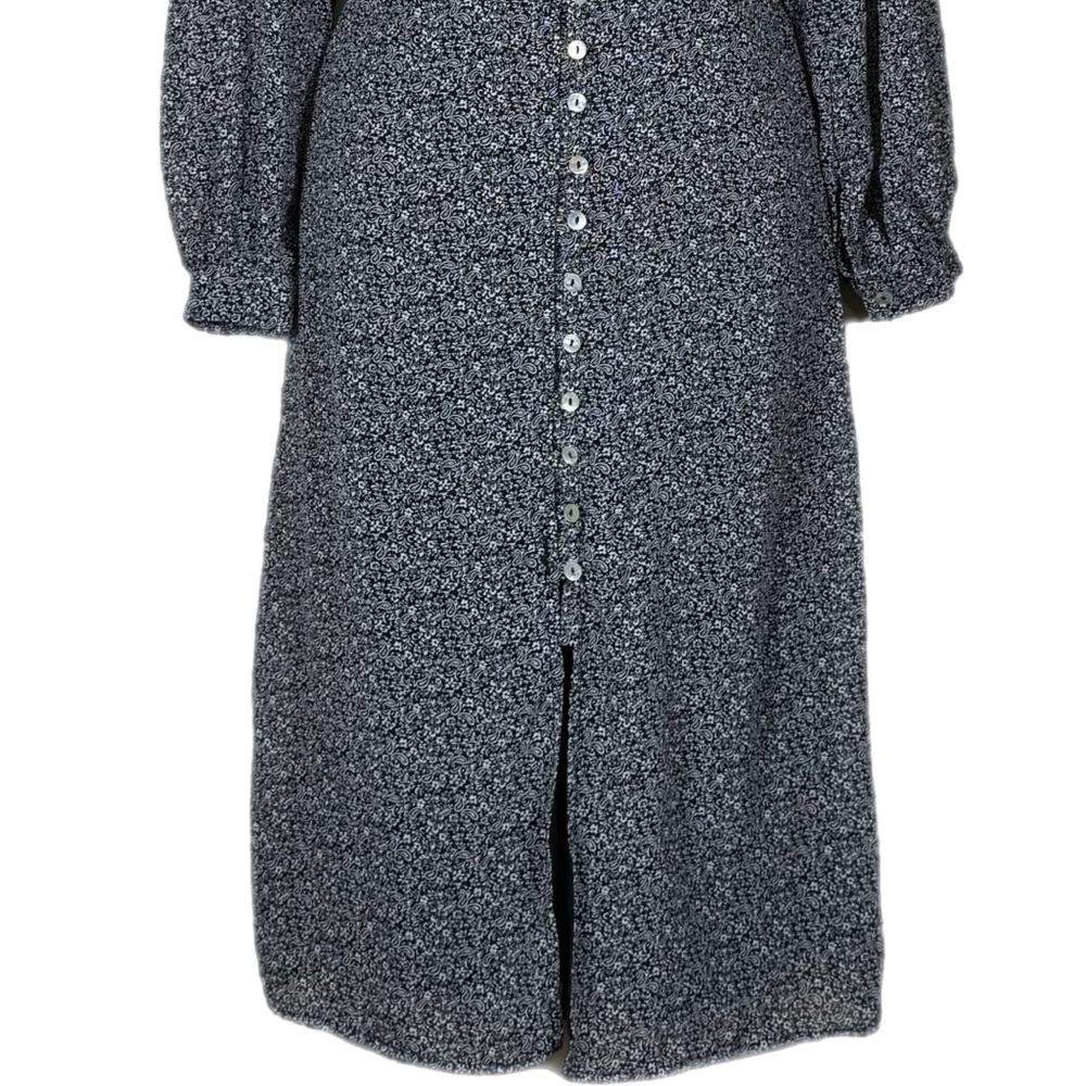 90’s Y2K Style Button Front Paisley Dark Floral Midi Dress S Goth Grunge Black - Picture 4 of 9